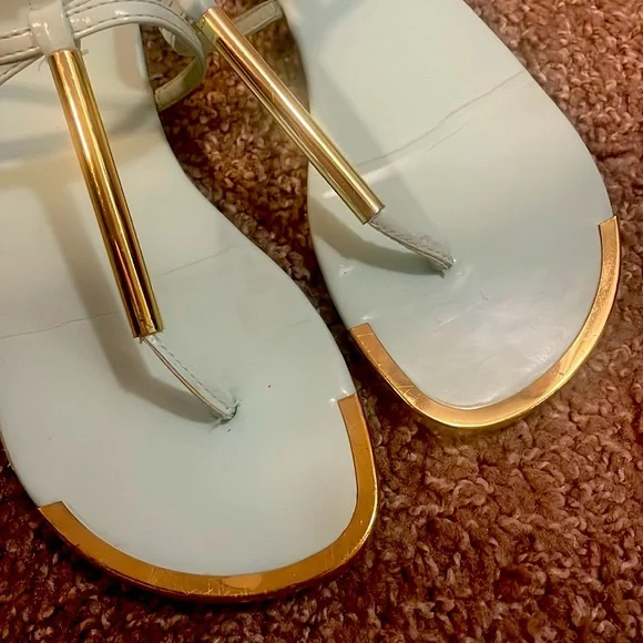 Forever 21 Light Sky Blue Turquoise Sandals with Gold-Color Accents - Picture 5 of 5